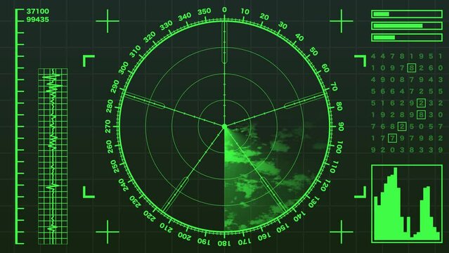 架空のレーダー画面の背景_ループ再生に対応/4Kサイズ
