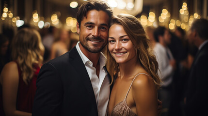 Beautiful couple at a gala night. man with his girlfriend at a party night