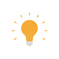 Light Bulb flat design vector illustration isolated on white background. Idea sign, solution, thinking concept. Lighting Electric lamp.