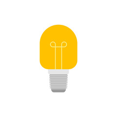 Light Bulb flat design vector illustration isolated on white background. Idea sign, solution, thinking concept. Lighting Electric lamp.