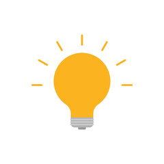 Light Bulb flat design vector illustration isolated on white background. Idea sign, solution, thinking concept. Lighting Electric lamp.