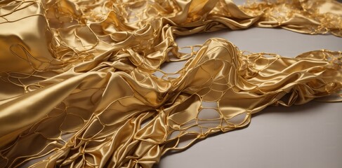 In Motion Golden Silk Fabric Mirrors the Intricacy of Neural Connections.