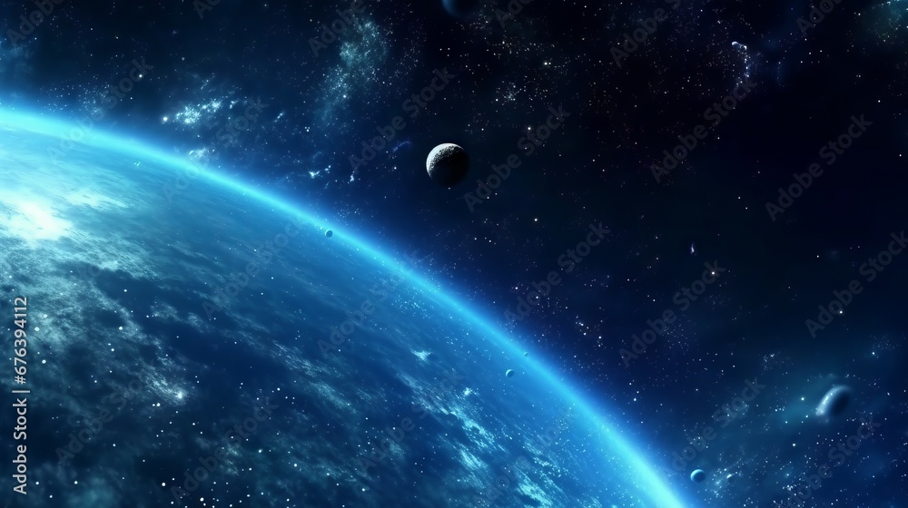 Canvas Prints planet earth in space. planet earth with sun rays and stars in space. planet earth in space with vis