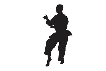 Pose Of Karate Silhouette with Transparent Background