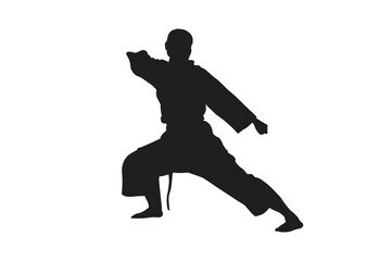 Fototapeta na wymiar Pose Of Karate Silhouette with Transparent Background