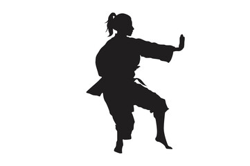 Fototapeta na wymiar Pose Of Karate Silhouette with Transparent Background