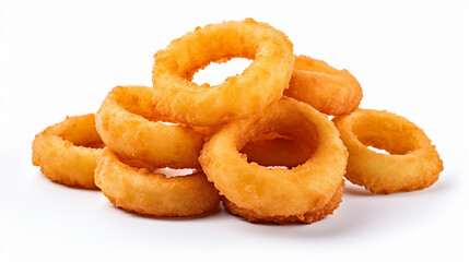 Onion rings isolated on white background. Made with generative ai