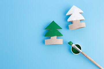 how to make a christmas tree out of toilet paper rolls, process art, miniature spruce trees, toy...