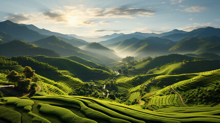 Terraced rice field landscape of Mu Cang Chai, Yenbai, Northern Vietnam 