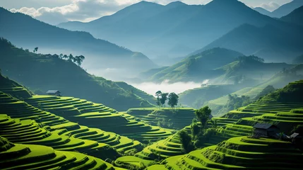 Fotobehang Mu Cang Chai Terraced rice field landscape of Mu Cang Chai, Yenbai, Northern Vietnam 