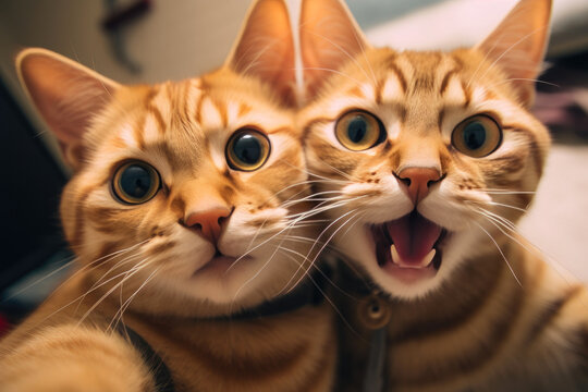 Paw-fect Selfie: Feline Duo Clicks