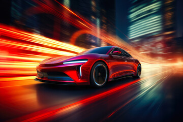 Naklejka premium EV Car with Illuminated Motion