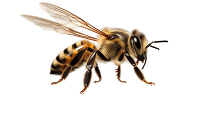 Bee isolated on transparent PNG background, Generative ai - obrazy, fototapety, plakaty