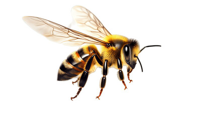 Bee isolated on transparent PNG background, Generative ai