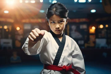 Foto op Plexiglas Dynamic Taekwondo Training for Asian Youth © Andrii 