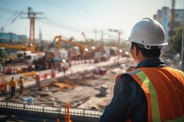 Civil Engineer Overseeing Road Construction Project