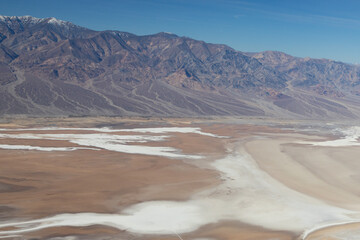 View into Badwater Basin at Death Valley National Park, California