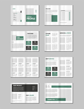 Company profile, multipage flyer brochure, 16 pages portfolio magazine, annual report, catalog and a4 multipage template design