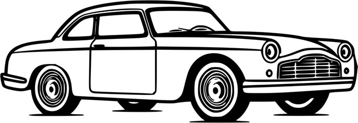 Hand-drawn Traveling Car Vintage Outline Icon