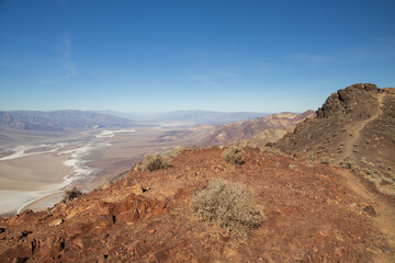 View into Badwater Basin at Death Valley National Park, California