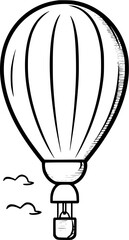 Hand-drawn Traveling Hot Air Balloon Vintage Outline Icon