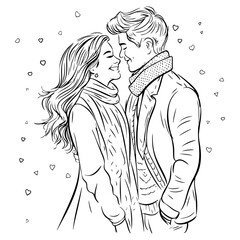 Romantic Couple Hugging and Walking Together 