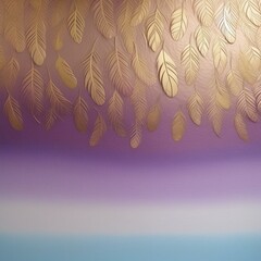 Regal Purple Majesty: Gradient Background with Golden Feather Embossing