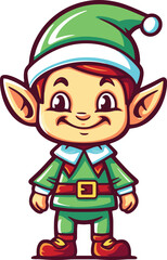 Cute Happy Christmas Elf Boy Cartoon