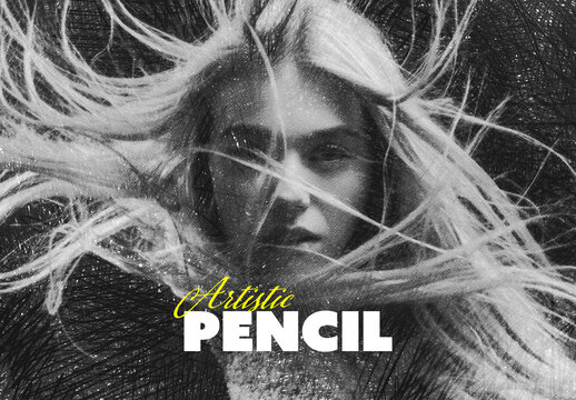Artistic Pencil Photo Effect Mockup