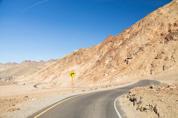 One lane road through Death Valley National Park, California