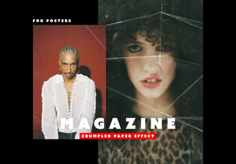 Crumpled Poster Photo Effect Mockup Bundle