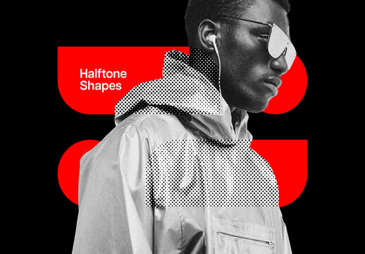 Halftone Shapes Mix Media Photo Effect Mockup