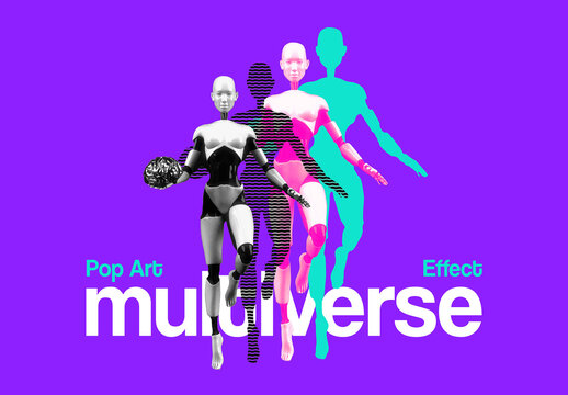 Multiverse Pop Art Photo Effect Mockup