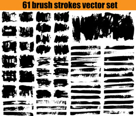 Large set different grunge brush strokes. Dirty artistic design elements isolated on white background. Black ink vector brush strokes

