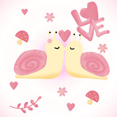 pink hearts with flowers