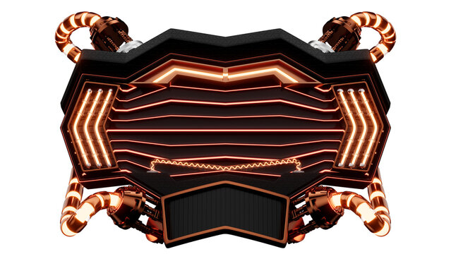 base element with neons and cables 3d render realistic