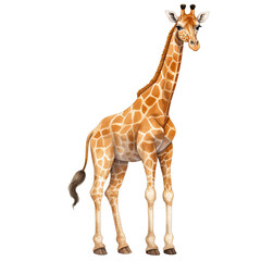 Obraz premium Hand Drawn Watercolor Giraffe Clip Art Illustration. Isolated elements on a white background.