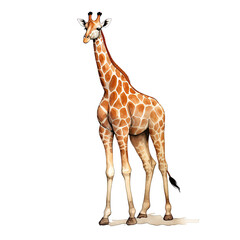 Fototapeta premium Hand Drawn Watercolor Giraffe Clip Art Illustration. Isolated elements on a white background.