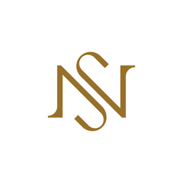 luxury SN or NS monogram letter gold logo design