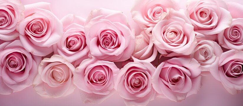 In the beautiful backdrop of a macro image delicate pink roses blossom embodying tenderness and the sheer beauty of nature As part of a stunning bouquet their white counterparts create an e