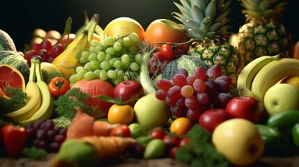 fruit and vegetable healthy food concept.Generative AI