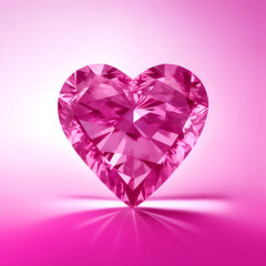 Frontal view of a heart-shaped pink diamond