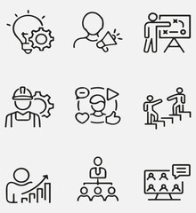 Set of consulting outline icons. Linear icon collection. Vector illustration