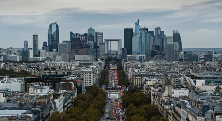 View of Paris from the top of the Arc De Triomphe, La Défense