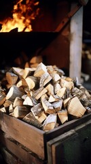 A stack of firewood. Concept Natural firewood