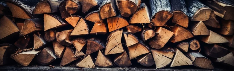 Foto op Canvas A stack of firewood. Concept Natural firewood © BraveSpirit