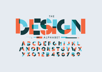 Vector of stylized modern font and alphabet