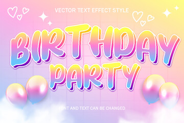 happy birthday party colorful typography lettering editable text effect font style template for greeting card