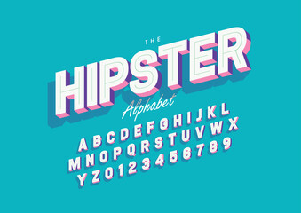 Vector of stylized modern font and alphabet
