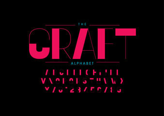 Vector of stylized modern font and alphabet